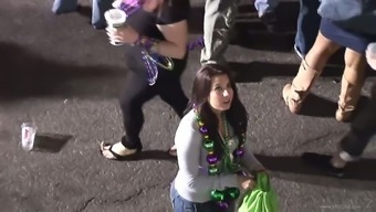 Party Girls Flashing Their Tits On The Street For Beads