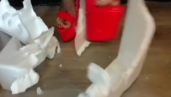 Red High Heels Crush Styrofoam
