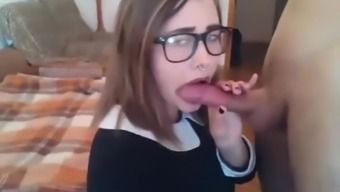 Nerdy Teen Cant Stop Sucking Hard Cock