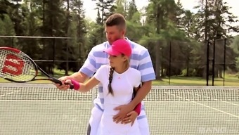 Busty Kathy Rose Has A Different Way Of Play Tennis Then The Usual One