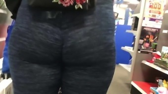 Super Thick Booty In See Thru Leggings With A Bend Over.