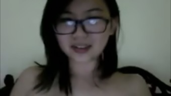 Nerdy Brunette From Asian Country Flashed Her Small Tits In Bra