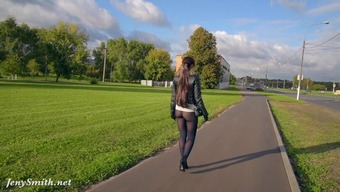 Jeny Smith Pantyhose Flashing In Public Park. Bubble Butt And Public Flashing
