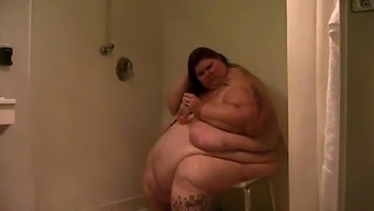 Super Fat Tattooed Chick Takes A Hot Shower