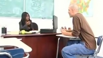 Busty Ebony Teacher Gets The White Cock