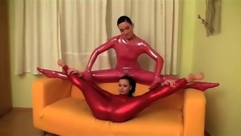 Flexible Lesbian Gymnasts Finger And Toy