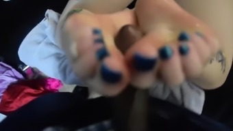 Blue Toes Footjob