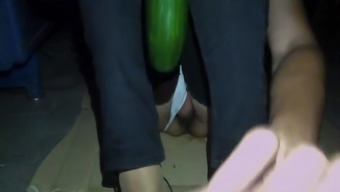 Crossdresser Night With Pink Toe Nails And Cucumber 1