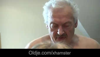 White Haired Grandpa Fucks His Dummy Young Maid
