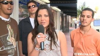 Some Reality In Public With A Smoking Hot Brunette Reporter