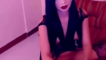 Hot Brunette Shemale Stroke Cock On Webcam