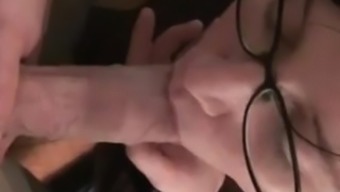 Cute Girl With Glasses Eats Cum