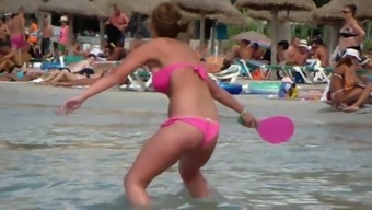 Filming My Stepsis In Pink Bikini When She Played Tennis On A Beach