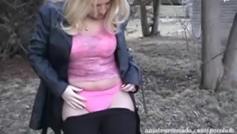 Big Tit Chubby Girlfriend Striptease Outdoors