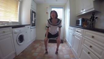 Skinny Schoolgirl Slut Striptease Dancing