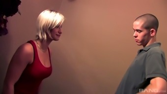 Bosomy Canadian Blondie Sarah Wild Gets Fucked From Behind On The Stairs