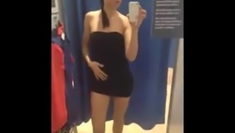 Girl With Lovely Slim Body Teasing In Fitting Room