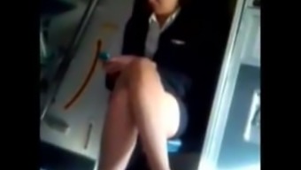 Air Stewardess Upskirt Pink Panties And Tights