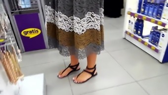 Girl Sexy Feets French Pedicured White Toes
