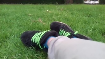 Teasing With My Blue Socks In A Park
