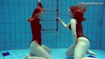 Russian Swimmer Diana Zelenkina And Her Alluring Gf Show Striptease Under The Water