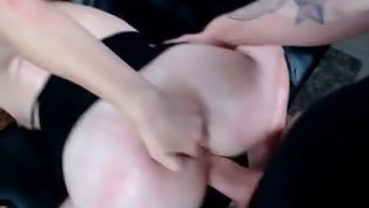 Pale Ginger Chick Sucking Stroking Big Fat Cock
