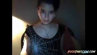 Skinny Brunette Girl Teases And Masturbates On Livecam