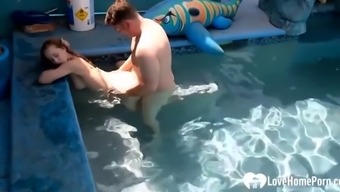 Amazing Babe Sucks A Dick In The Pool