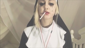 Slutty Nun Smokes And Strips