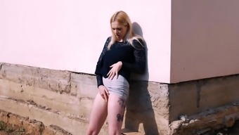 Slutty Blonde Tattooed Babe Carly Rae Swallows Cum Outdoors
