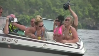 Nasty Amateur Girls Sitting In A Boat Flash Their Boobs