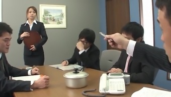 Sexy Asian Office Girl Blows Her Coworkers