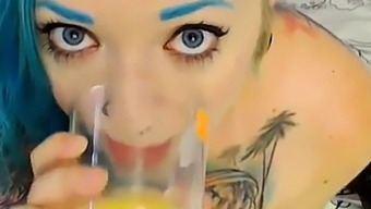 Dirty Tattoo Girl Drink Pee