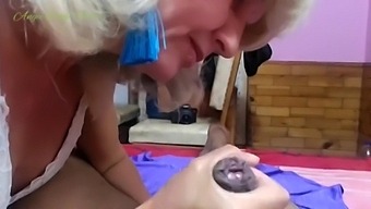 Blonde Milf Sucks Her Lovers Huge Cock & Swallow Cum