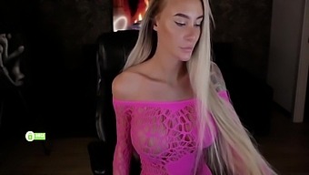 Tattooed Sexy Girl In Pink Dress