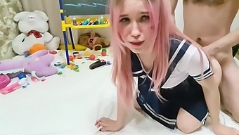18 Year Old Schoolgirl Sucks Dick Blowjob Rough Sex In Pussy And Gets Cum In Mouth And Face