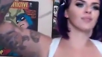 Busty Tattooed Girl Cum Covered On Cam