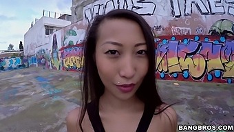 Pretty Asian Girl Sharon Lee Drops On Her Knees To Give Head