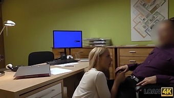 Blonde-Haired Student Girl Spreads Legs For Rude Loan Agent