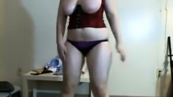 Busty, Chubby Girl In Mask Dancing On Webcam