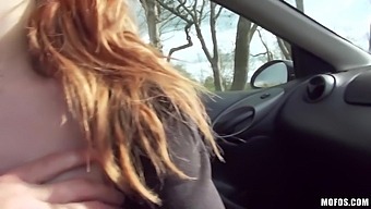 Sexy Red Haired Passenger Ella Hughes Gives A Blowjob In A Car And Gets Laid