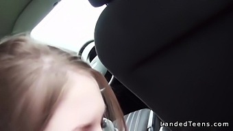 Leaned Over Teen Giving Oral Sex In Car