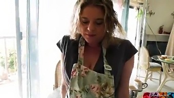Stepmom Helps Stepson Cum At The Breakfast Table