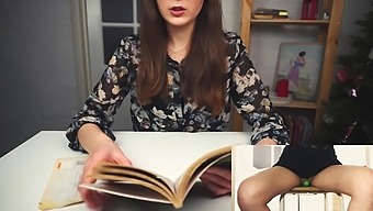 Russian Nerd Cums From Vibrator While Reading - Solo Amateur