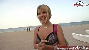 British Blonde College Teen Pick Up On Beach In Holiday For Porn