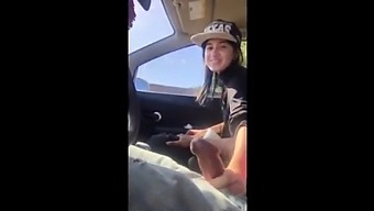 Lesbian Gives Friend Handjob In Car