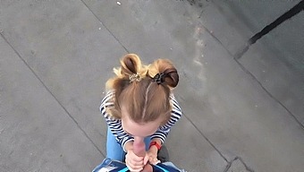 Russian Slutty Teen Blowjob On The Rooftop!