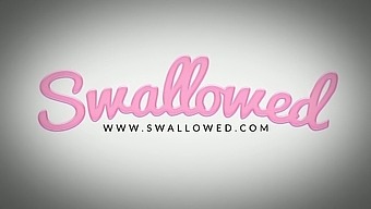 Brunette Babe Swallows Cum In Hardcore Blowjob