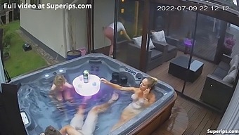 Brown, Blonde, And Brunette Babes Get Naughty In The Jacuzzi
