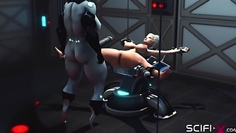 Sci-Fi Bdsm: Blonde Submissive Gets Dominated By Shemale Android